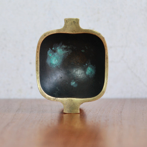 Richard Rohac vide-poche in black-patinated brass with polished highlights, Vienna 1950s design.
