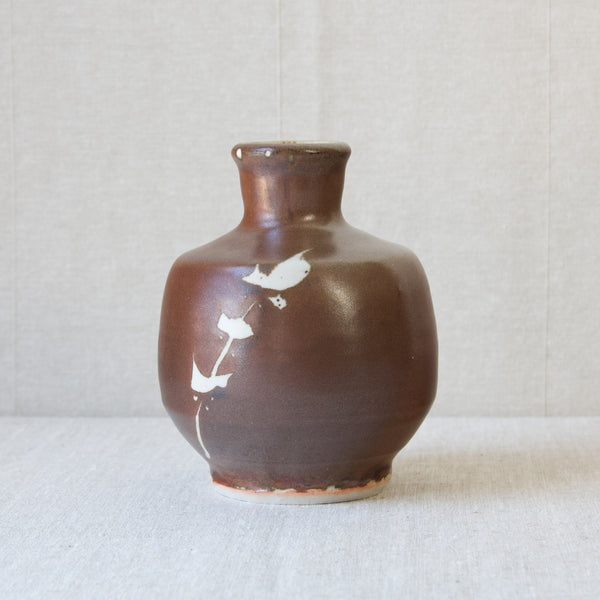 Brown studio pottery vase by Jim Malone with Kaki glaze