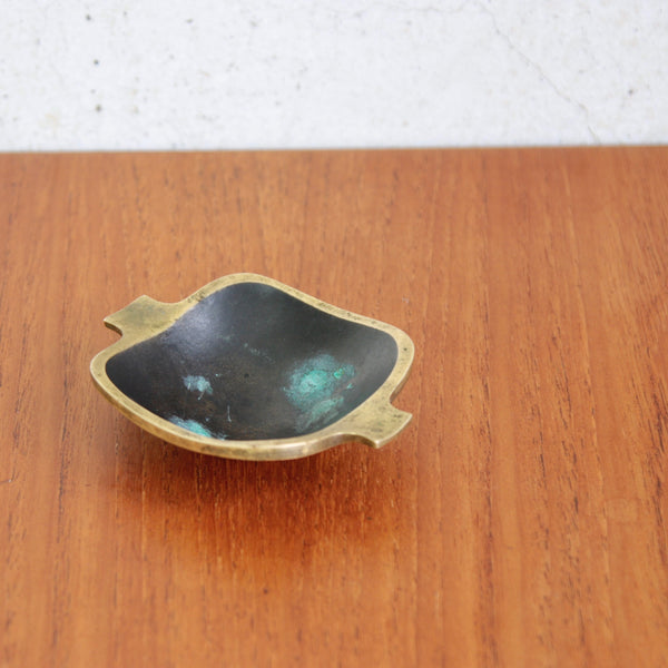 Richard Rohac c.1950 brass vide-poche, black patina and polished brass contrast.