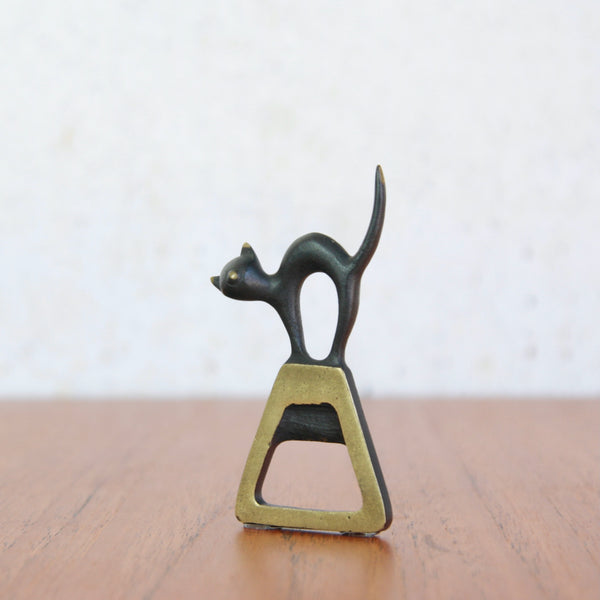 Mid-century Walter Bosse black cat bottle opener, perfect as a Halloween barware collectible from Baller Austria.