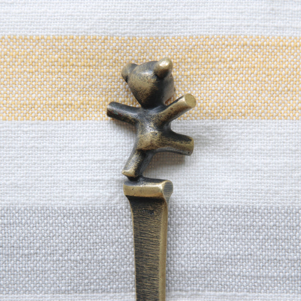 Vintage Austrian letter opener by Walter Bosse, dancing bear cub on hilt, handmade by Herta Baller. UK design gallery Art & Utility specialise in such collectibles.