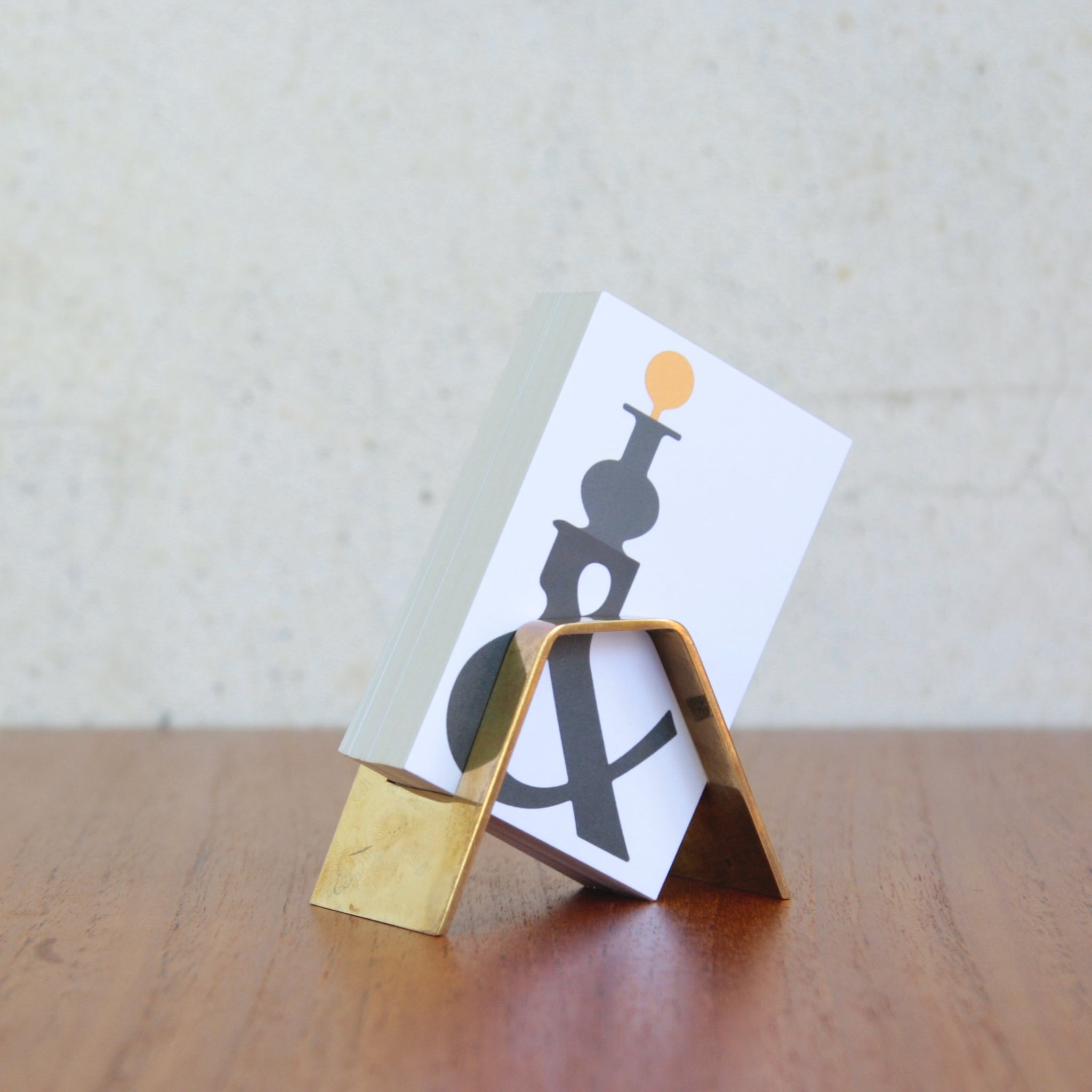 Werkstätte Hagenauer Vienna polished brass business card stand, mid-century modern.