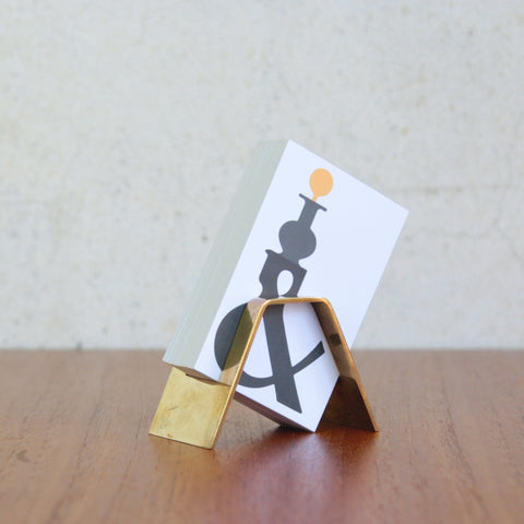 Werkstätte Hagenauer Vienna polished brass business card stand, mid-century modern.