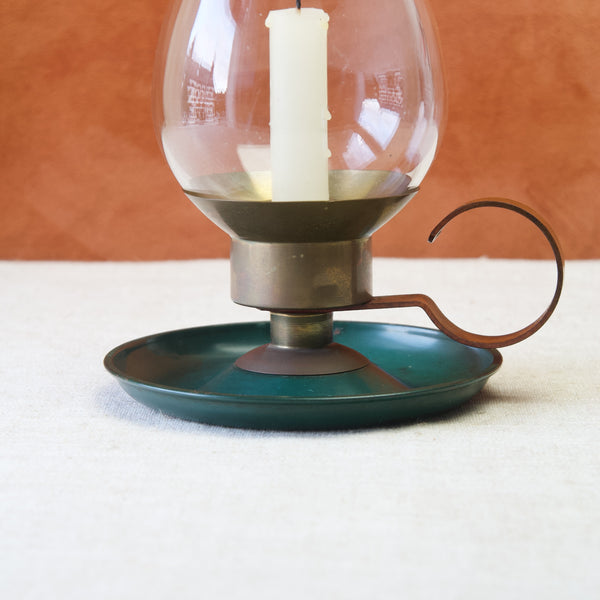 Marianne Brandt Ruppel Bauhaus chamberstick candle holder with handblown glass shade, 1930, Germany