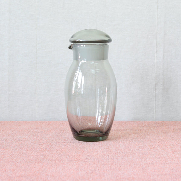 Vintage 1950’s Per Lütken ‘Skipper' cocktail shaker in greenish grey “Smoke" coloured glass, mid-century modern Danish designer Lutken’s signature colour. 