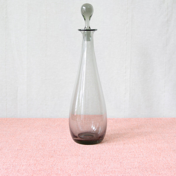 Vintage Per Lütken 'Teardrop’ Decanter from 1953 in Danish designer Lutken’s signature Smoke colour way -a greenish grey coloured glass. Tallest Holmegaard carafe at 40 cm.