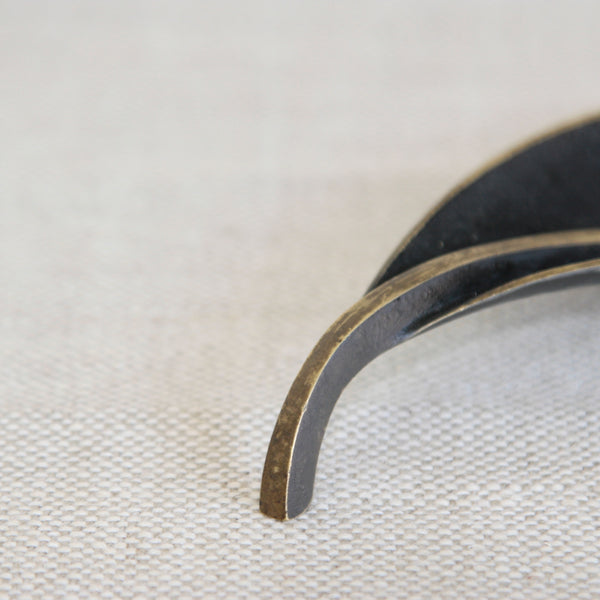 Mid-century modern vide-poche by Richard Rohac, handmade brass with organic sculptural form.