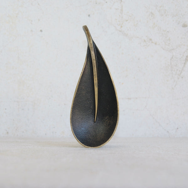 A mid-century brass leaf tray by Richard Rohac, handmade in Vienna, Austria, with patinated and polished finish.