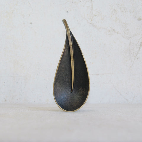 A mid-century brass leaf tray by Richard Rohac, handmade in Vienna, Austria, with patinated and polished finish.