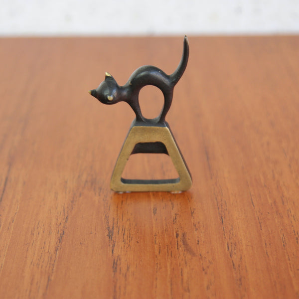 Halloween-inspired Walter Bosse black cat bottle opener, crafted by Baller Austria in Vienna in the 1950s.