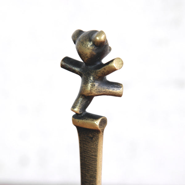 Collectible Walter Bosse brass letter opener with dancing bear cub figurine, made by Herta Baller in Austria. Art & Utility, UK, ship worldwide.