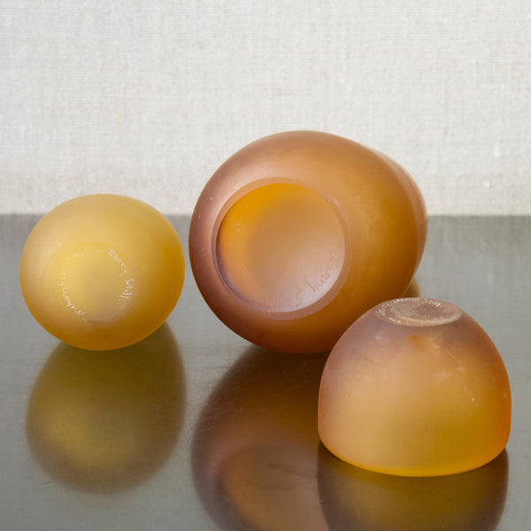 Frosted amber coloured glass vases by Nanny Still for Riihimaki Finland