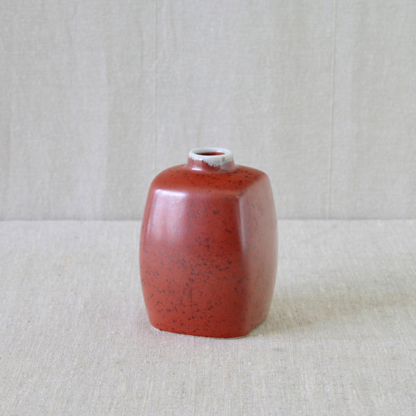 Square Royal Copenhagen vase with Nils Thorsson's experimental iron-red glaze for Royal Copenhagen
