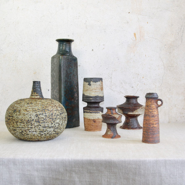 Group Display Featuring Annikki Hovisaari Vases and an extremely tall Francesca-Mascitti-Lindh Work, Mid-Century-Modern Scandinavian Design.