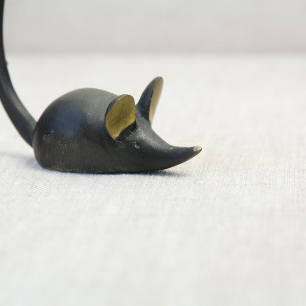 Walter Bosse Baller Austria brass mouse pretzel holder, sculpted in a Modernist style.