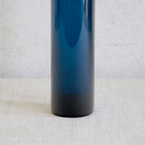 Base and foot of blue cylindrical Helena Tynell Katedraali vase, 1963 Riihimäki hand-blown turquoise-blue glass.