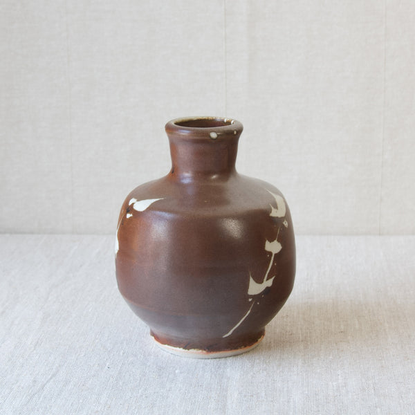 Jim Malone British Studio Pottery stoneware vase with brown Kaki glaze 