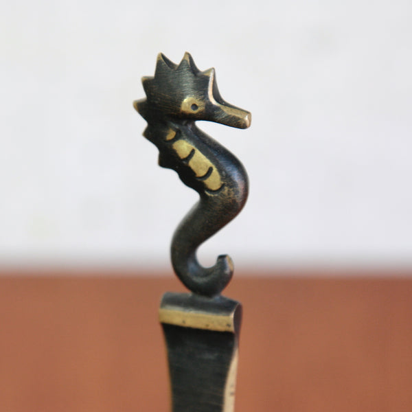 Mid-century Vienna deep-sea seahorse letter opener, Walter Bosse design, offered by Art & Utility alongside Auböck, Hagenauer, and Rohac.