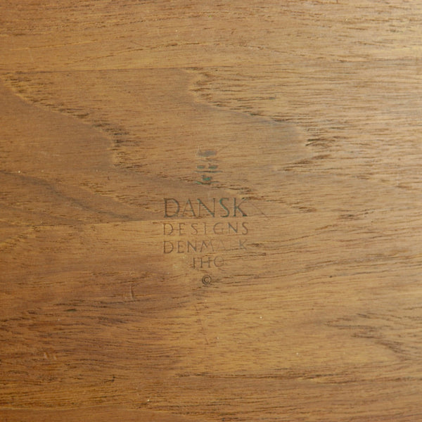 Dansk Designs branded makers mark stamp on a Jens Quistgaard. Sculptural teak design that blends form and function.
