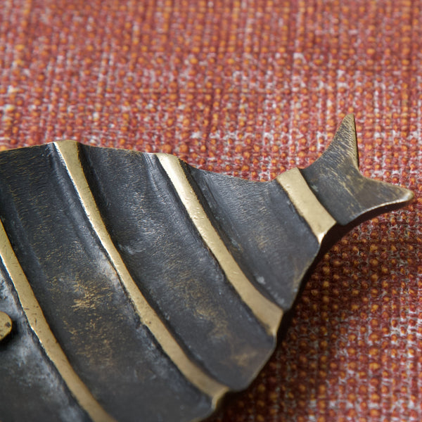 Detail showing the high level of craftsmanship put into Herta Baller produced Walter Bosse designs. Items like this fish tray are referred to as Modern Vienna Bronzes.