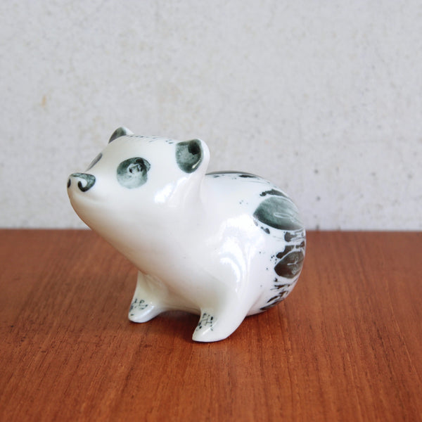 Modernist bear sculpture by Susan Parkinson, slip-cast porcelain with wax resist decoration, for sale in the UK from Art & Utility.