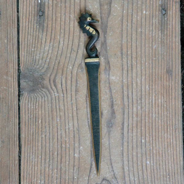Collectible Walter Bosse deep-sea seahorse letter opener, hand-finished by Herta Baller, Vienna, 1950s.