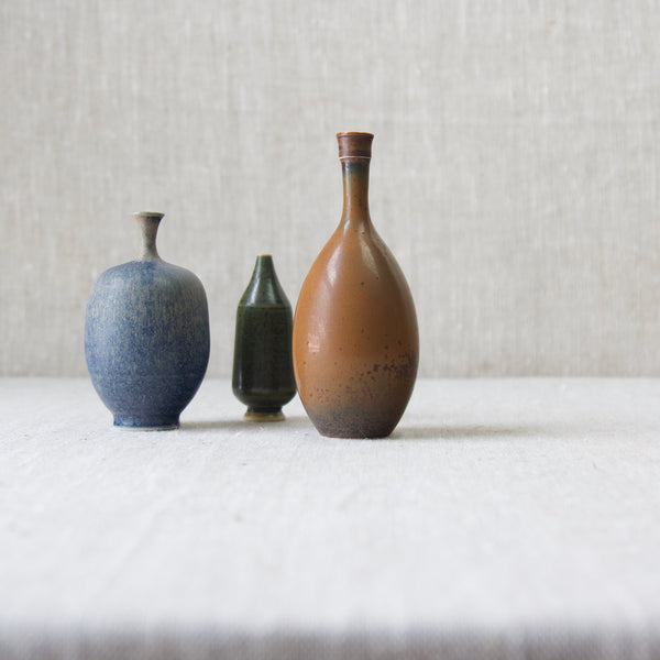 A collection of Swedish studio pottery Stig Lindberg Gustavsberg and Hoganas John Andersen miniature vases