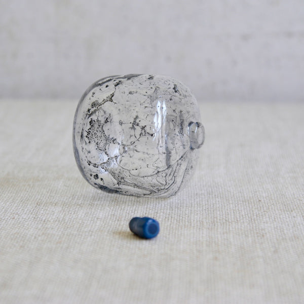 Rare Orrefors Expo series bottle from Sweden with sculpted stopper in layered blue glass.