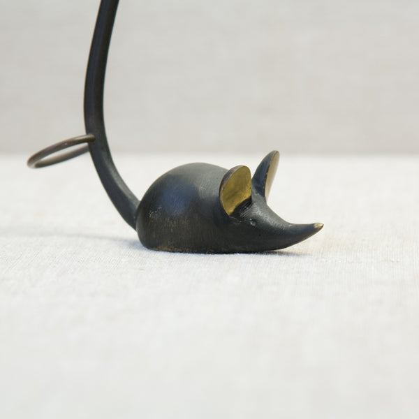 Walter Bosse mouse pretzel holder, made from patinated brass, produced by Herta Baller in Vienna, Austria