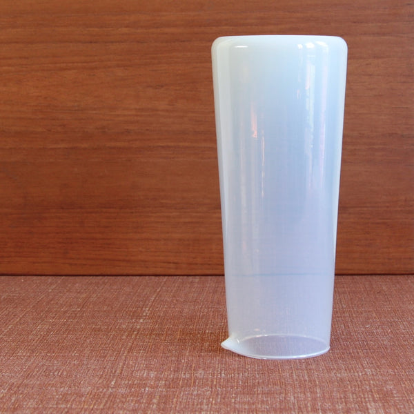 Danish Opaline glass carafe by Jacob Bang with strong Modernist lines and clean Scandinavian craftsmanship.