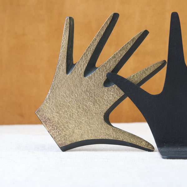 Polished brass bookends in the form of hands designed by Walter Bosse for Baller, Austria, Vienna 