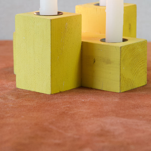 Detail of yellow pine painted candle holder by Erik Höglund