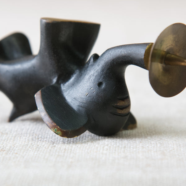 Detail of face, Elephant candle holder by Walter Bosse