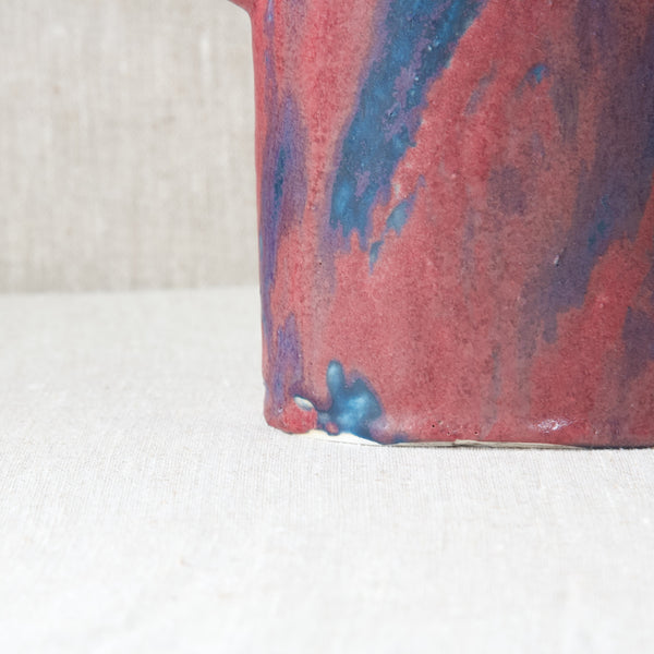 Detail of the glaze at the base of an Emmanuel Cooper jug. The lowest layer of the glaze is blue. Worldwide shipping available from Art and Utility, London.