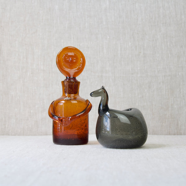 Erik Hoglund and Goran Warff bubbly glass objects from Sweden including a 'People' decanter and 'Pegasus' money box