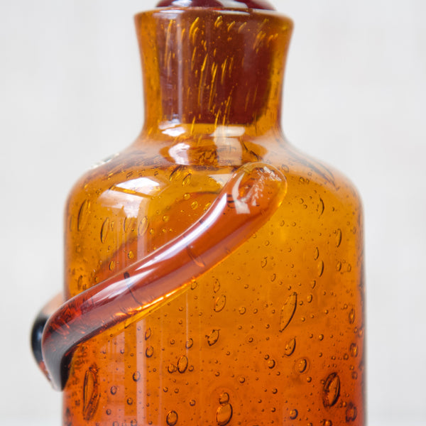 Detail of handmade glass decanter by Erik Hoglund, Boda, 1960s