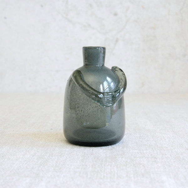 Mid-century Swedish Modernist glass vase by Erik Höglund, crafted in experimental Carborundum glass at Boda.