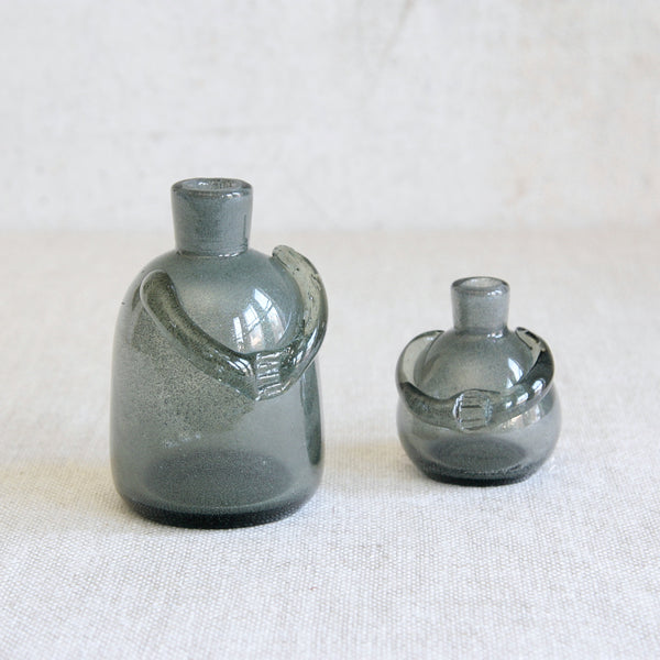 Two rare and early figurative glass vessels by Erik Höglund, handmade at Boda, Sweden, 1950's.