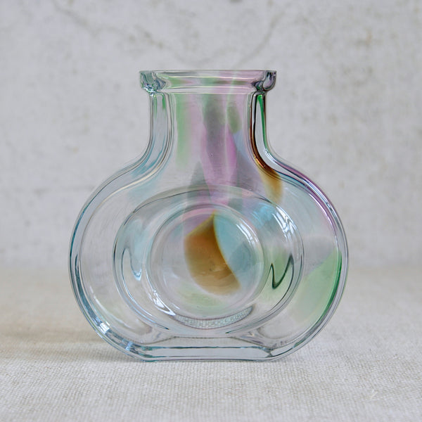 Bora Bora glass vase by Helena Tynell for Riihimäen Lasi, showcasing experimental mould-blown Scandinavian glass design from early 1970s Finland.