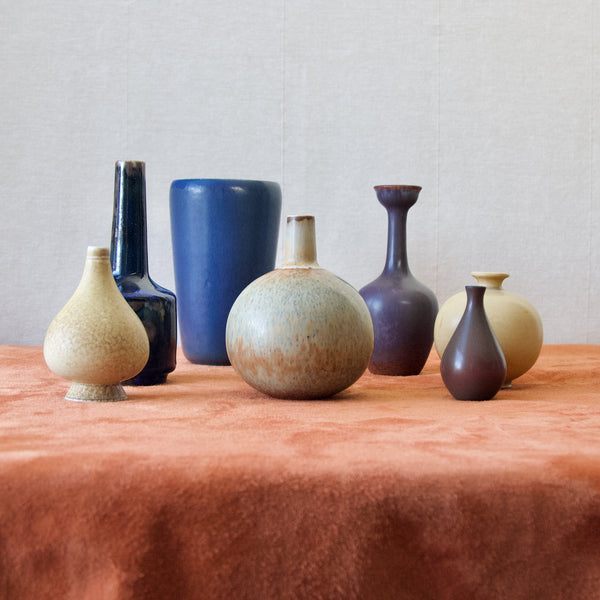 Group of Modernist Scandinavian vintage ceramics from Rörstrand, Tobo, and Saxbo including designs by Carl-Harry Stålhane, Gunnar Nylund