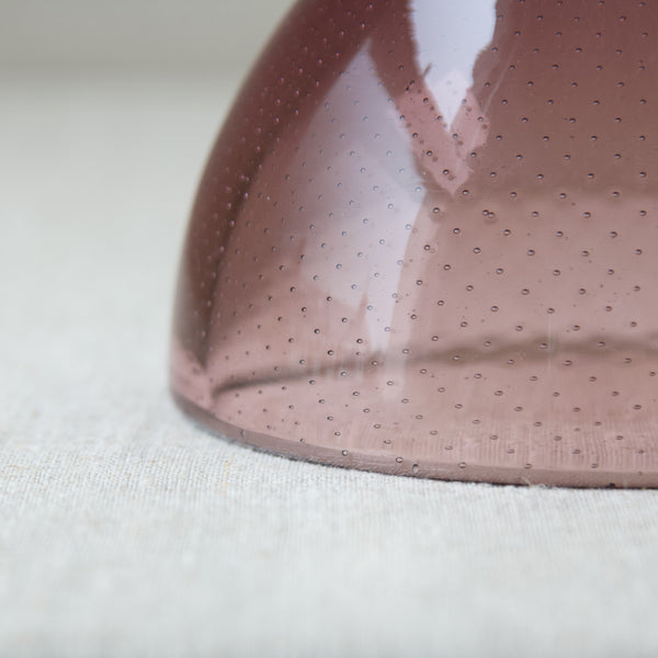 Detail of perfect controlled bubbles within a Gunnel Nyman pink glass bowl, 1940's, Nuutajarvi Notsjo, Finland