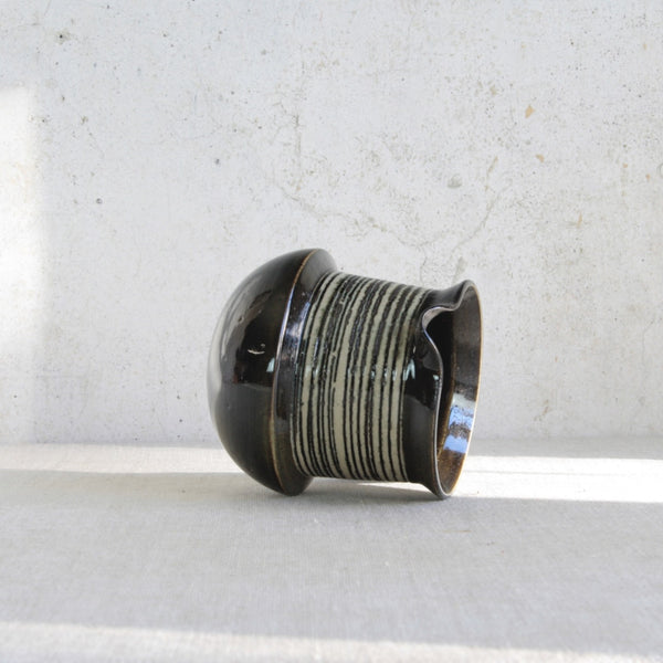 Karin Björquist handmade jug from Gustavsberg, Sweden, a unique example of Scandinavian studio pottery with functional Modernist design.