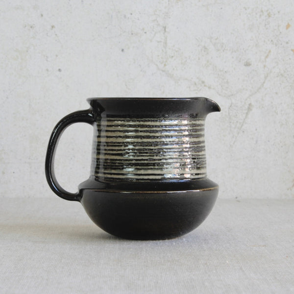 Rare Gustavsberg studio pottery jug designed by Karin Björquist, a unique Modernist ceramic from Sweden’s renowned art studio.