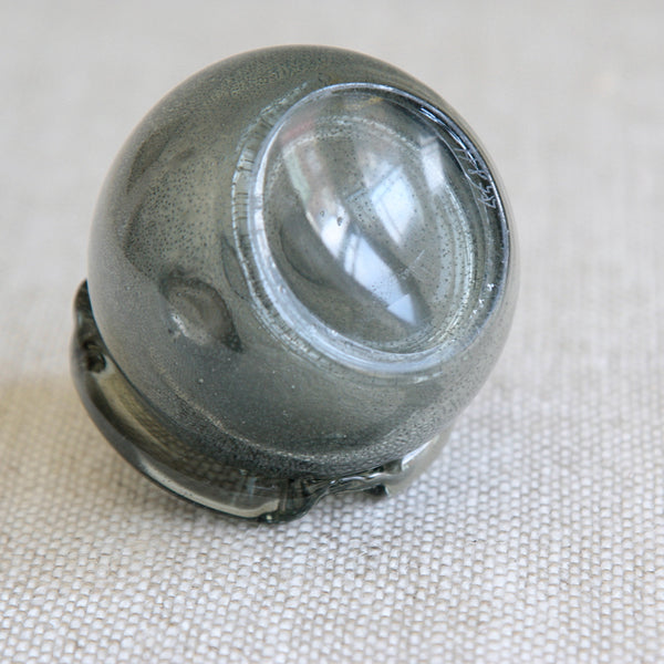 Base of collectible Scandinavian studio glass bottle designed by Erik Höglund. The experimental 1950s Swedish design is hand signed with the items model number, H877.