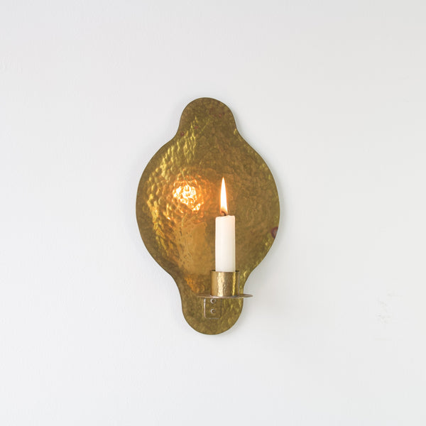 Vintage Swedish brass wall sconce with a beautifully aged patina, perfect for rustic décor.