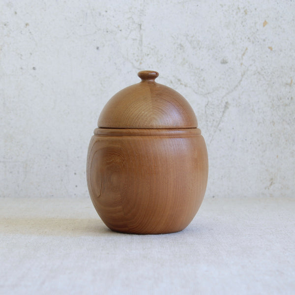 Swedish pine acorn box by Erik Höglund for Boda Trä, handmade with a hemispherical lid and refined Nordic silhouette.