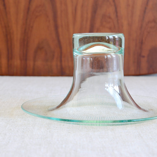 Upside down Nordic mid century modern engraved glass bowl Helena Tynell Kaulus rare Scandinavian collectible.