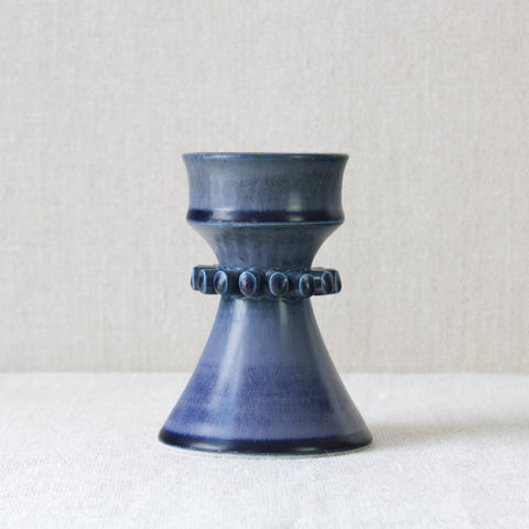 Hertha Bengtson retro space-age style pottery vase, handmade at Hoganas, Sweden, 1960's