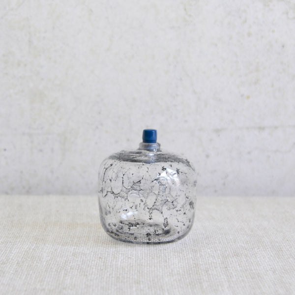 Mid century Modern Swedish bottle from Orrefors with organic seeded inclusions.
