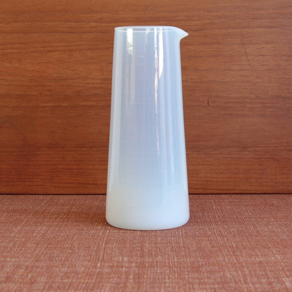 White pitcher. Opaline glass. Refined Danish craftsmanship. Jacob Bang Functionalist designs.